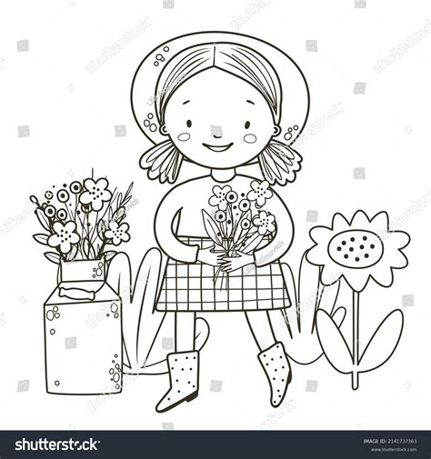 Girl Farmer Coloring Page