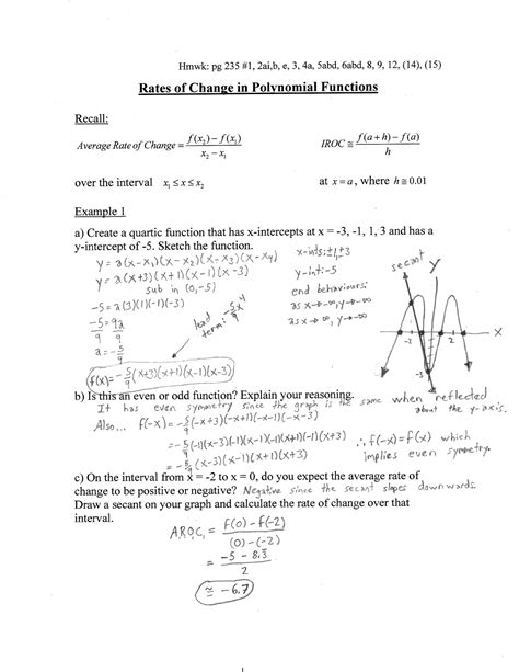 Mhf U Ratesofchangeinpolynomialfunctions Soln Math Studocu