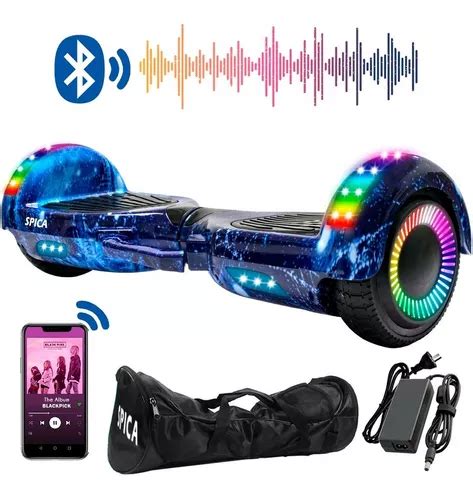 Patineta Scooter Electrica Hoverboard Luz Rgb Parlante Bt Color Azul