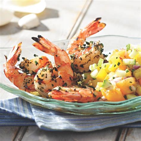 Grilled Shrimp Cocktail With Yellow Gazpacho Salsa Recipe Eatingwell