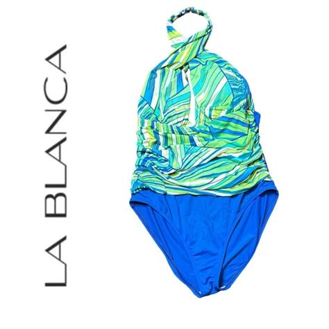 La Blanca Swim La Blanca Plunge Neck One Piece Swimsuit Padded