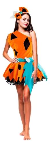 Fantasia Pedrita Flintstone Vestido Feminino Adulto C Tiara