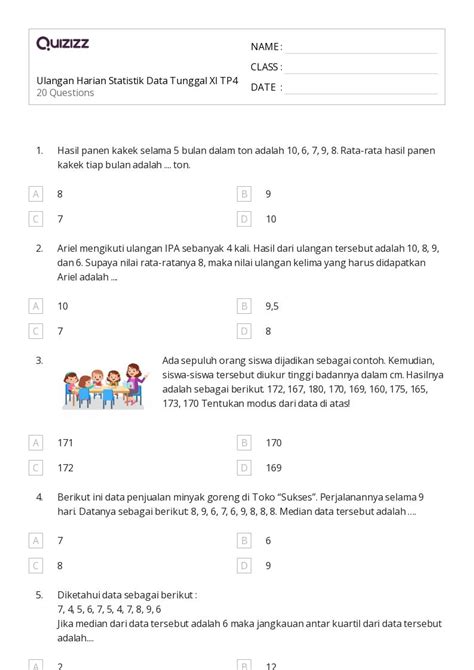 Lembar Kerja Kuartil Untuk Kelas Di Quizizz Gratis Dapat Dicetak