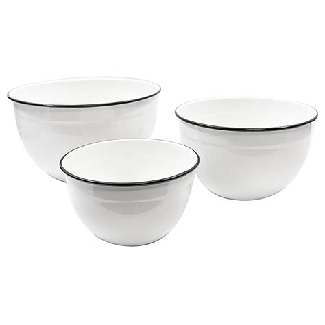 Tablecraft Black And White Enamel Mixing Bowl Set