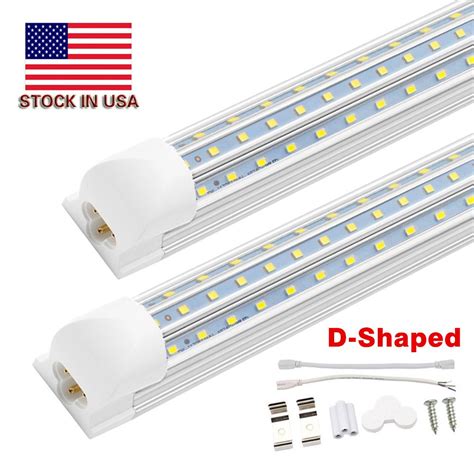 8Ft LED Shop Light 120W 12000LM 6500K Triple Row D Shape T8