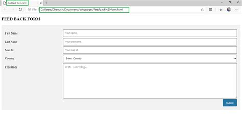 Creating a Feedback Form Using HTML