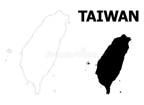 Vectorcontour Gestippelde Kaart Van Taiwan Met Titel Vector Illustratie