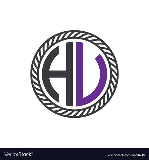 Initial Letter Hu Circle Shape Monogram Simple Vector Image