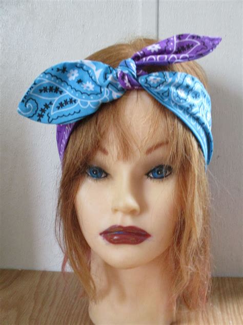 Hair Bandana Bandana Headband Hair Bow Rockabilly Etsy Bandana