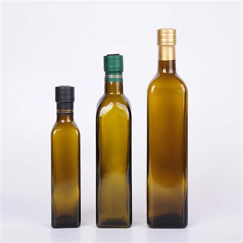 250ml 500ml 750m Dark Green Square Empty Marasca Glass Bottle Olive Oil