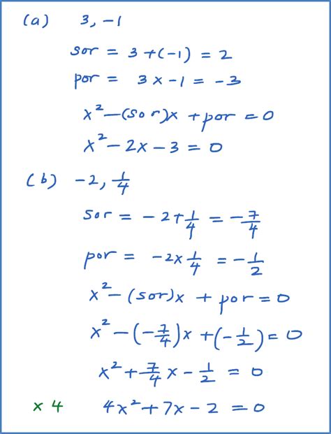 How To Find A Quadratic Equation Whose Roots Are Given Tessshebaylo