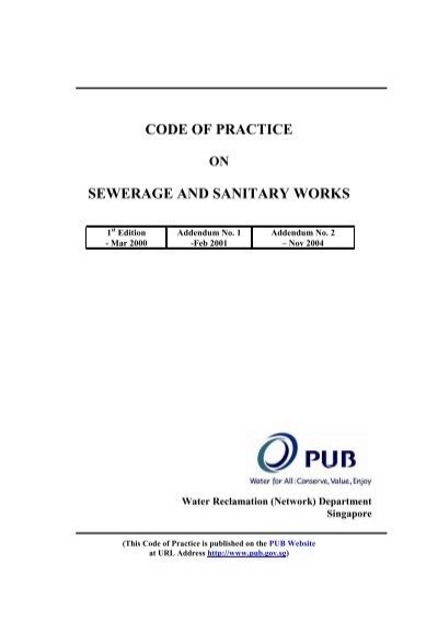 Code Of Practice On Sewerage And Sanitary Works Pub