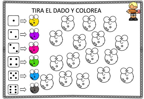 Divertido juego de atención Tira el dado y colorea