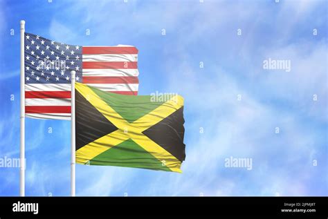 Bandera de estados unidos y jamaica fotografías e imágenes de alta