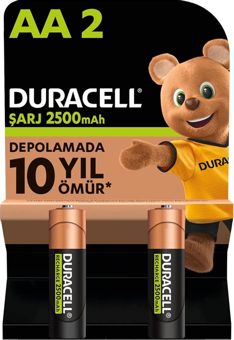 Duracell Şarj Edilebilir AA Kalem Pil 2li Paket 2500 mAh NiMH