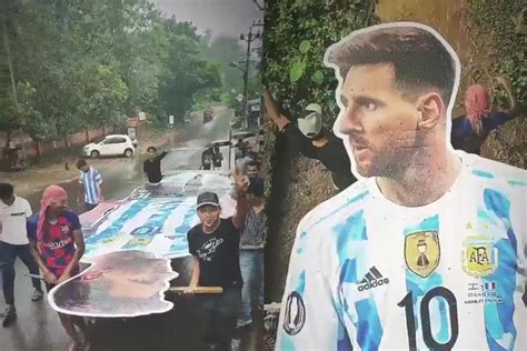 Pasión por Lionel Messi colocaron una gigantografía del argentino en