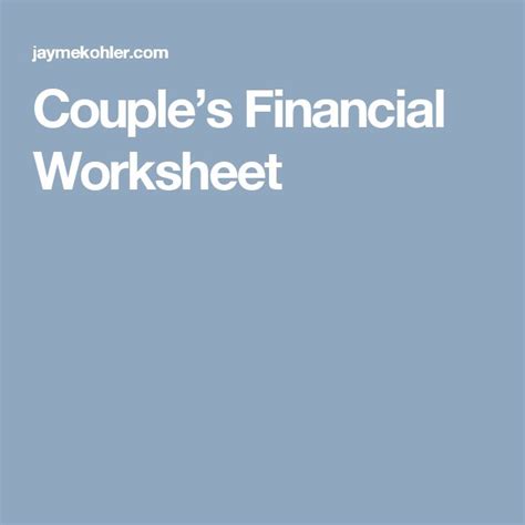 Couples Financial Worksheet Printable Word Searches