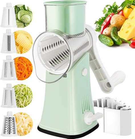 Vekaya Rotary Cheese Grater And Shredder In Manual Round Mandoline