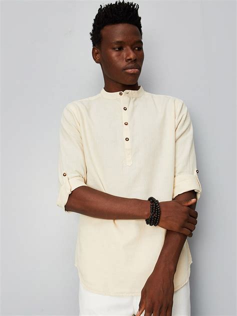 Max Mandarin Collar Cotton Linen Kurta Price History