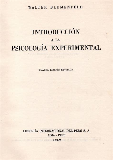 Introduccion Acerca De La Psicologia Experimental