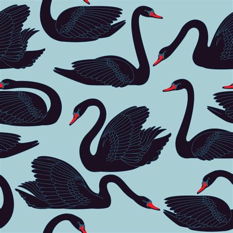 Premium Vector Seamless Hand Painted Black Swans Pattern