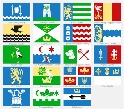 Redesigned County Flags of Hungary : r/vexillology