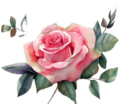 Romantic Pink Rose Bouquet In Watercolor Pink Rose Art Pink Rose