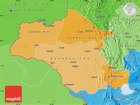 Political Shades Map of Gambela