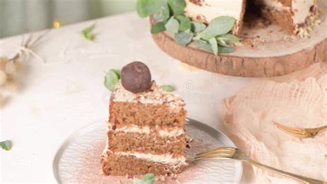 Delicious Naked Coffee And Hazelnuts Cake Stock Footage Video Of Bake