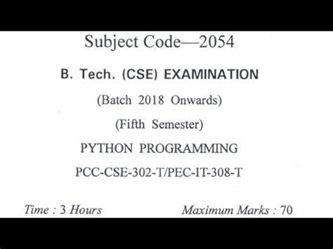 Python Question Paper Question Paper Of Python Python Programming