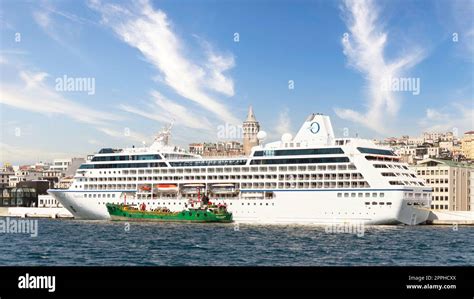 Huge Cruise Ship Docked At Galataport Bosphorus Karakoy District