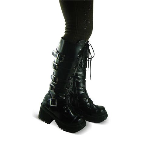 Schwarz Steam Punk Gothic Lolita Damen Stiefel Boots Shoes Schuhe Gotik