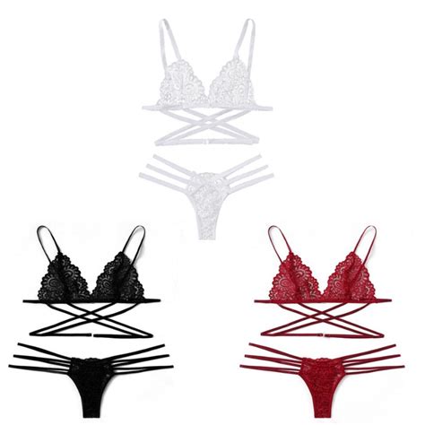 Conjunto de Lingerie Sutiã Sexy Renda e Slim Fit Sem Elasticidade nas cores Branco e Vinho