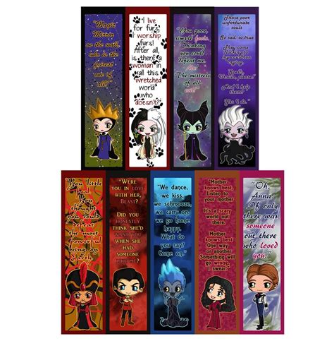 Disney Villains Chibi Bookmarks Maleficent The Evil Queen | Etsy