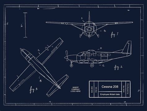 Customizable Cessna 208 Blueprint Illustration Etsy