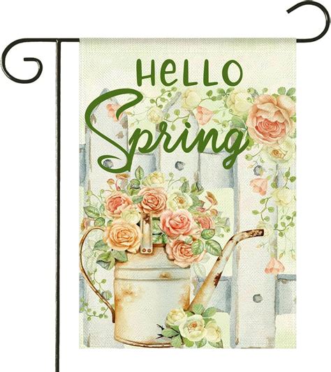 Homfreest Hello Spring Floral Garden Flag 12x18 Inch