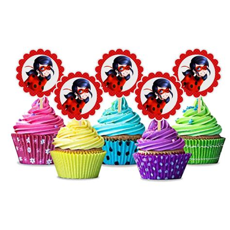 Miraculous Birthday Cupcake Toppers Ladybug Cake Miraculous Ladybug