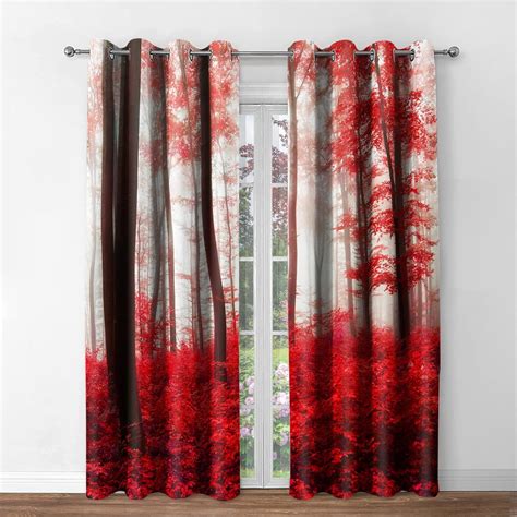 Amazon Jekeno Red Forest Blackout Curtains Foggy Mountain Jungle