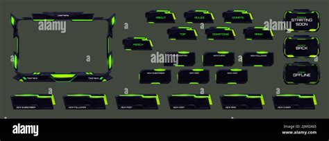 Game Live Video Stream Interface Elements In Futuristic Style Vector