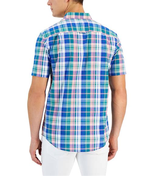 Club Room Crown Classic Fit Plaid Button Down Poplin Shirt Created For