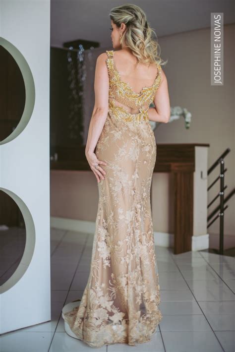 Vestido De Festa Dourado Nude Josephine Noivas