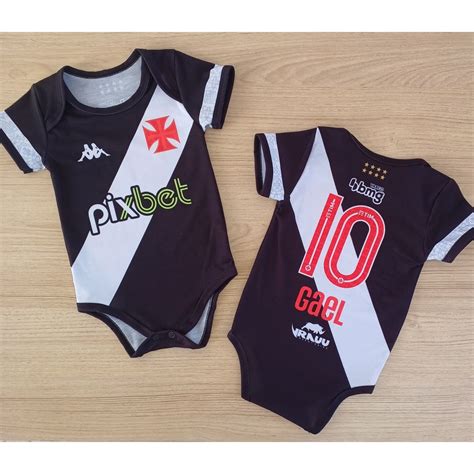 Body de bebê personalizado nome times de futebol Vasco da Gama