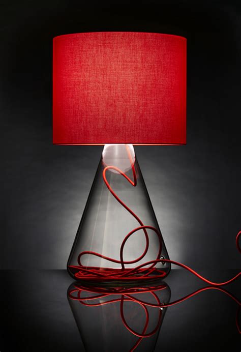 Red Colored Modern Transparent Glass Table Lamp Contemporary Table