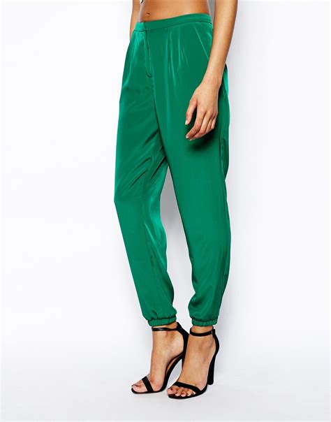 Lyst Asos Trousers With Elastic Ankle Detail In Green