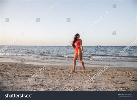 Lovely Sexy Brunette Girl Swimsuit Posing Stock Photo Shutterstock