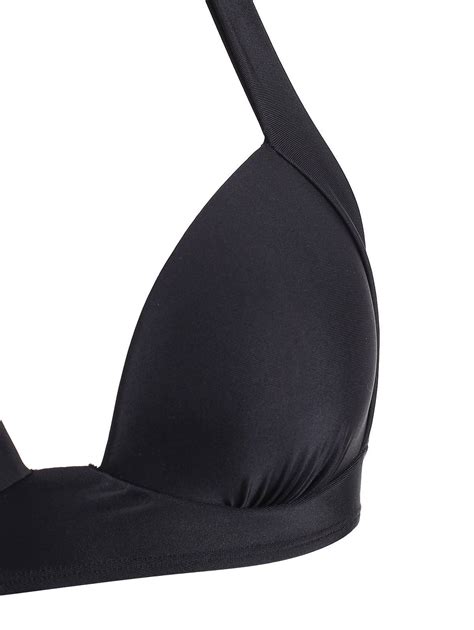 Off Halter Push Up Stripes Ruched Bikini Swimsuit In Black