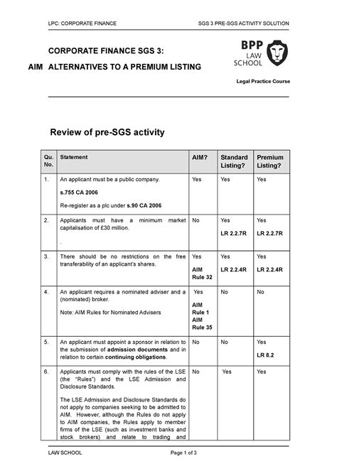 Corporate Finance SGS 3 2023 LPC CORPORATE FINANCE SGS 3 PRE SGS