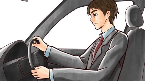 社用車を運転するスーツ姿の上司・社会人男性のフリーイラスト画像素材【商用無料】 アイキャッチャー