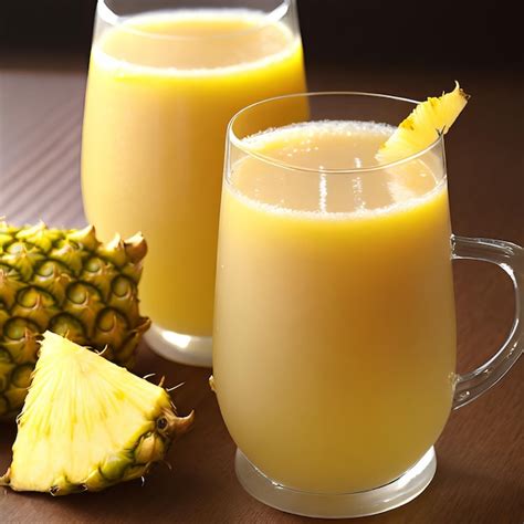 Premium Photo Two Glasses Of Pineapple Juice With One Being Filled