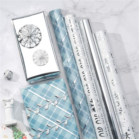 LIGHT BLUE AND SILVER FOIL WRAPPING PAPER - The Stationery Store ...